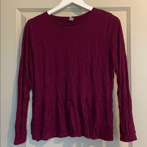 Burgundy loose peplum top
